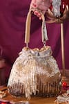 Buy_Nazaakat By Samara Singh_Gold Beads, Tassels Beaded Ombre Potli Bag With _at_Aza_Fashions