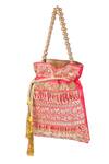 Nazaakat By Samara Singh_Pink Sequins, Embroidery, Beads Potli Bag With Handle _Online_at_Aza_Fashions