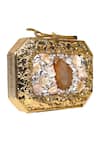 Nazaakat By Samara Singh_Gold Gemstones, Rhinestones, Pearls Textured Brass Stone And Embellished Clutch _Online