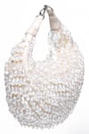 Shop_Nazaakat By Samara Singh_White Beads, Crystals Embellished Crescent Clutch Bag 