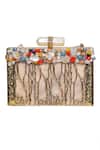 Buy_Nazaakat By Samara Singh_Beige Beads, Pearls, Stones Embellished Clutch With Detachable Sling Chain 