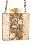 Shop_Nazaakat By Samara Singh_Beige Beads, Stones, Crystals Mother Of Pearl And Embellished Clutch _Online_at_Aza_Fashions