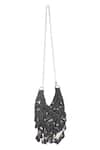 Buy_Nazaakat By Samara Singh_Black Beads, Stones, Tassels Beaded Embellished Clutch With Detachable Handle _Online_at_Aza_Fashions