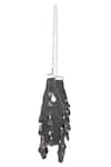 Shop_Nazaakat By Samara Singh_Black Beads, Stones, Tassels Beaded Embellished Clutch With Detachable Handle _Online_at_Aza_Fashions