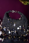 Buy_Nazaakat By Samara Singh_Black Beads, Stones, Tassels Beaded Embellished Clutch With Detachable Handle _at_Aza_Fashions