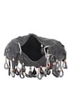 Nazaakat By Samara Singh_Black Beads, Stones, Tassels Beaded Embellished Clutch With Detachable Handle _at_Aza_Fashions