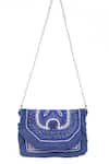 Buy_Nazaakat By Samara Singh_Blue Beads, Fringe Embroidered Boho Bag With Chain Strap _at_Aza_Fashions