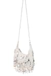 Nazaakat By Samara Singh White Beads, Stones, Mirrors Floral Beaded Embellished Clutch With Chain at Aza Fashions Nazaakat By Samara Singh_White Beads, Stones, Mirrors Floral Beaded Embellished Clutch With Chain _at_Aza_Fashions