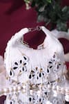 Buy_Nazaakat By Samara Singh_White Beads, Stones, Mirrors Floral Beaded Embellished Clutch With Chain _at_Aza_Fashions