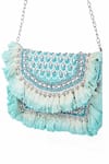 Shop_Nazaakat By Samara Singh_Aqua Beads, Sequins, Tassels Beaded And Embellished Boho Bag _Online_at_Aza_Fashions