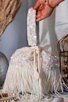 Buy_Nazaakat By Samara Singh_Off White Sequins, Beads, Tassels And Pearl Embellished Fringe Potli Bag _at_Aza_Fashions