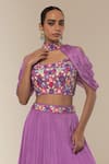 Buy_Libas Cafe by Nidhi & Ashish_Purple Crepe Embroidery Sweetheart , High Floral Blouse With Lehenga _Online_at_Aza_Fashions