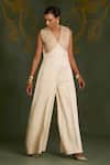 Buy_Sitaraa_Ivory Embroidery V-neck Tala Jumpsuit _Online_at_Aza_Fashions