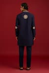 Shop_Devnaagri_Navy Cotton, Silk, Lycra Mirrors, Sequins, Embroidery Work And Dori Kurta Set _at_Aza_Fashions