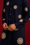 Devnaagri_Navy Cotton, Silk, Lycra Mirrors, Sequins, Embroidery Work And Dori Kurta Set _at_Aza_Fashions