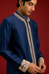 Buy_Devnaagri_Navy Chanderi, Cotton, Lycra Mirrors, Sequins, Embroidery And Dori Kurta Set _Online_at_Aza_Fashions