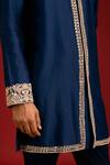 Devnaagri_Navy Chanderi, Cotton, Lycra Mirrors, Sequins, Embroidery And Dori Kurta Set _at_Aza_Fashions