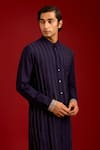 Buy_Devnaagri_Navy Cotton, Silk, Lycra Mirrors, Embroidery Work And Dori Bundi Kurta Set _Online_at_Aza_Fashions