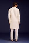 Shop_Devnaagri_Ivory Cotton, Silk, Lycra Embroidery Pintuck Pattern Sherwani And Pant Set _at_Aza_Fashions