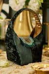 Buy_Etcetera_Emerald Green Crystals Paris Petite Aurora Studded Velvet Bag _at_Aza_Fashions