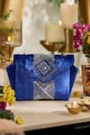 Buy_Etcetera_Blue Crystals Origami Velvet Embellished Sling Bag _at_Aza_Fashions