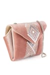 Etcetera_Pink Crystals, Rhinestones Origami Velvet Embellished Sling Bag _Online_at_Aza_Fashions