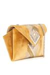 Etcetera_Yellow Crystals Origami Velvet Embellished Sling Bag _Online_at_Aza_Fashions