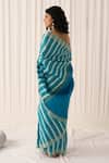 Shop_Five Point Five_Blue Tussar Pankti Striped Saree With Running Blouse _at_Aza_Fashions