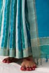 Buy_Five Point Five_Blue Tussar Pankti Striped Saree With Running Blouse _Online_at_Aza_Fashions