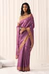 Buy_Five Point Five_Purple Tussar Sandhya Desi Woven Saree With Running Blouse _at_Aza_Fashions