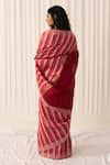 Shop_Five Point Five_Red Tussar Zari Pankti Striped Saree With Running Blouse _at_Aza_Fashions