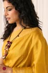 Shop_Five Point Five_Yellow Tussar Sandhya Weaving Saree With Running Blouse _Online_at_Aza_Fashions