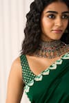 Five Point Five_Green Silk Poonam Soft Saree With Running Blouse _Online_at_Aza_Fashions