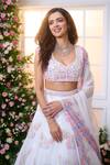 Buy_Label Priyanka Kar_White Satin Beads, Crystals, Embroidery Floral Butterfly Hand Lehenga Set _Online_at_Aza_Fashions
