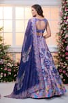 Shop_Label Priyanka Kar_Blue Satin Beads, Crystals, Embroidery, Floral Patterned Hand Work Lehenga Set _at_Aza_Fashions
