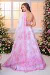 Shop_Label Priyanka Kar_Pink Satin Beads, Crystals, Fringe, Foil Printing Ombre Butterfly Lehenga Set _at_Aza_Fashions