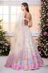 Label Priyanka Kar_Off White Satin Beads, Crystals, Embroidery, Sequins Garden Printed Lehenga Set _Online_at_Aza_Fashions