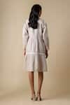 Shop_Linera_Beige Linen Embroidery Collared, Button-down Neck Blend Shirt Dress _at_Aza_Fashions