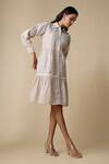 Buy_Linera_Beige Linen Embroidery Collared, Button-down Neck Blend Shirt Dress _Online_at_Aza_Fashions