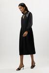Linera_Black Linen Embroidery Keyhole , V-, High Midi Dress _Online_at_Aza_Fashions