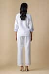 Shop_Linera_White Linen Embroidery Collared, V-neck Floral Shirt And Trouser Set _at_Aza_Fashions