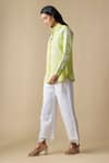 Shop_Linera_Green Linen Embroidery Collared Turkish Shirt And Pant Set _Online_at_Aza_Fashions