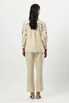 Shop_Linera_Off White Linen Embroidery Collared Contrast Shirt With Pant _at_Aza_Fashions