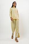 Buy Linera Yellow Linen Embroidery Collared Turkish Shirt And Pant Set Online at Aza Fashions Buy_Linera_Yellow Linen Embroidery Collared Turkish Shirt And Pant Set _Online_at_Aza_Fashions