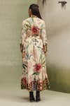 NOIB_Multi Color Viscose, Linen Collared Celia Wildflower Print Dress With Belt _Online_at_Aza_Fashions