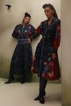 Buy NOIB Black Cotton Satin Beads Collared Celia Garden Dancers Print Dress Online at Aza Fashions Buy_NOIB_Black Cotton Satin Beads Collared Celia Garden Dancers Print Dress _Online_at_Aza_Fashions