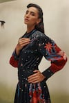 Shop NOIB Black Cotton Satin Beads Collared Celia Garden Dancers Print Dress Online at Aza Fashions Shop_NOIB_Black Cotton Satin Beads Collared Celia Garden Dancers Print Dress _Online_at_Aza_Fashions
