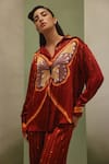 Buy NOIB Rust Modal, Satin Collared Iris Wings Of Wonder Print Shirt at Aza Fashions Buy_NOIB_Rust Modal, Satin Collared Iris Wings Of Wonder Print Shirt _at_Aza_Fashions
