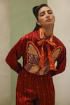 Buy NOIB Rust Modal, Satin Collared Iris Wings Of Wonder Print Shirt Buy_NOIB_Rust Modal, Satin Collared Iris Wings Of Wonder Print Shirt