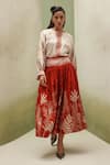 Buy_NOIB_Rust Cotton Satin Elle Night Safari Print Skirt _at_Aza_Fashions